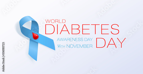 Creative poster or banner of world diabetes day with awareness ribbon