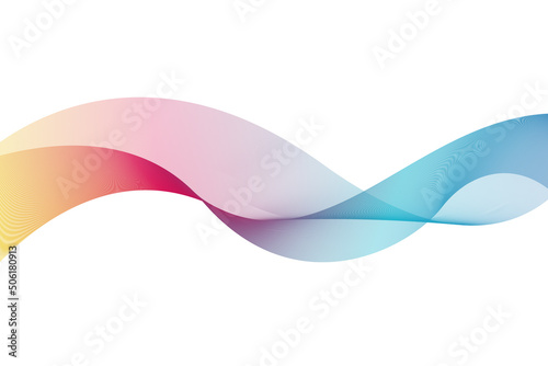 Colorful abstract wave lines that simulate a fluid horizontally on a white background  ideal for topics about technology  music  science and the digital world