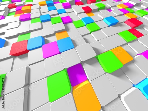 Colorful cubes blocks chaotic construction background