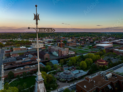 Fototapeta Naklejka Na Ścianę i Meble -  Holyoke Massachusetts - Top of Holyoke City Hall during Sunset