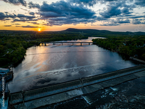 Holyoke Dam Sunset over Connecticut River