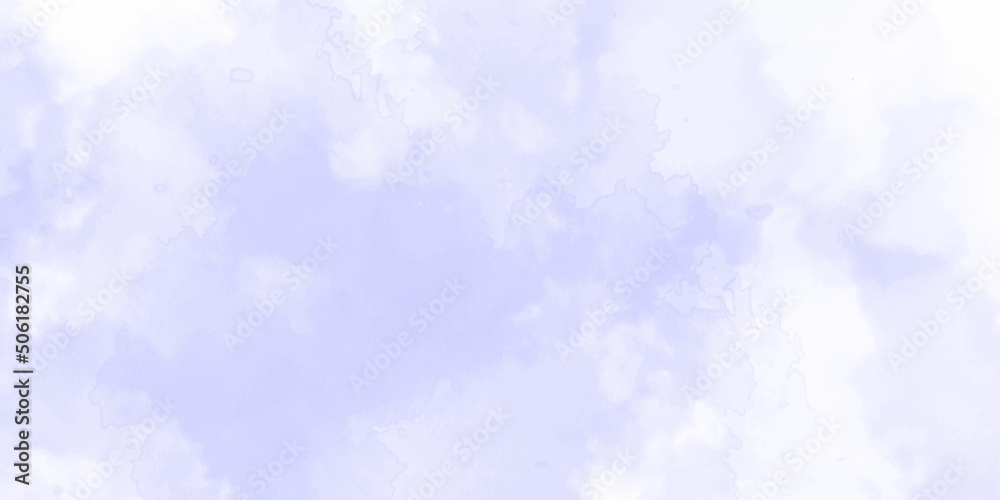 Abstract light blue sky watercolor background with paint. Colorful bright ink and watercolor textures on white paper background. Light blue sky background with clouds background.