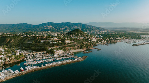 Aerial view of Château de la Napoule at Cannes on a sunny morning © xpabli