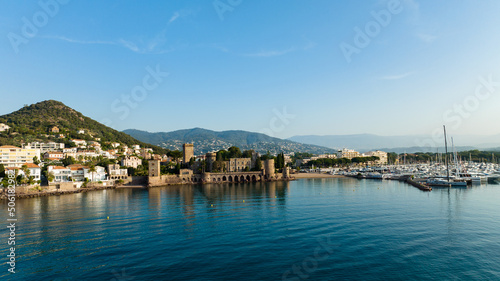 Aerial view of Château de la Napoule at Cannes on a sunny morning