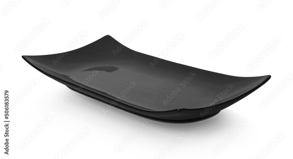 Plate. black rectangle plate on white background. Plate. black rectangle plate on white background.