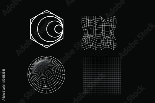 Streetwear mesh Assets 3D wareframe grid futuristic shape abstract urban style collection