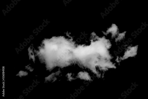 White clouds on black, fluffy cloud isolated