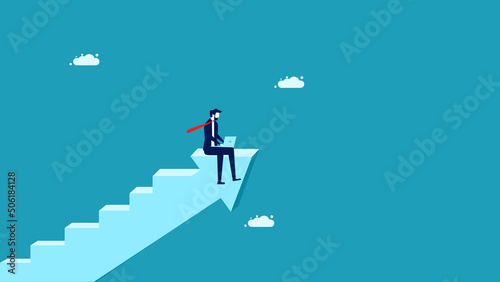Working that grows. Businessman working on arrows that grow. business concept vector illustration