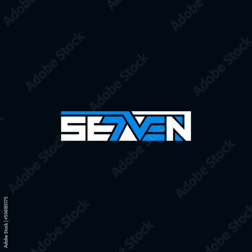 Seven number, text logo design.