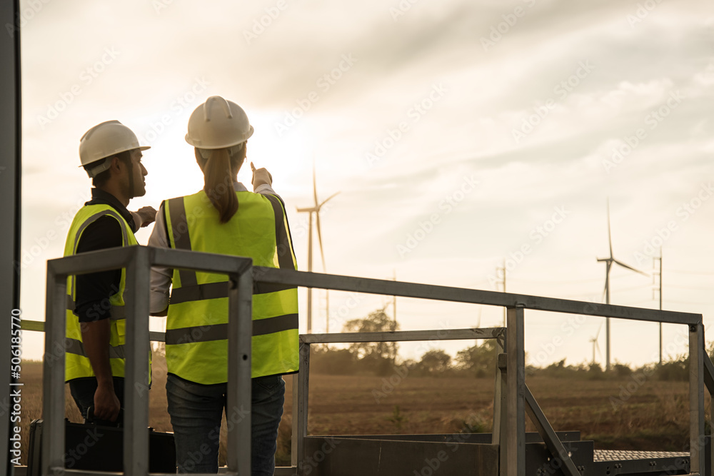 workers at work. portrait of engineer. engineer with turbine