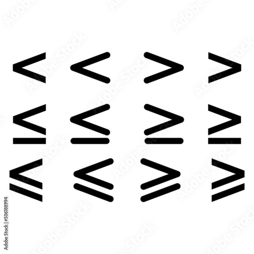 Set of Greater than or less than mathematics symbol, education maths icon, web element vector illustration design, finance sign