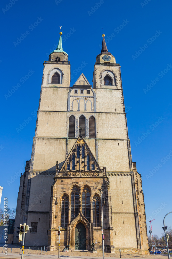 Front view of the historic Johannis church in Magdeburg, Germany