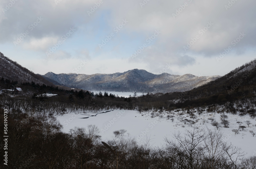 mountain and snow in gunma japan