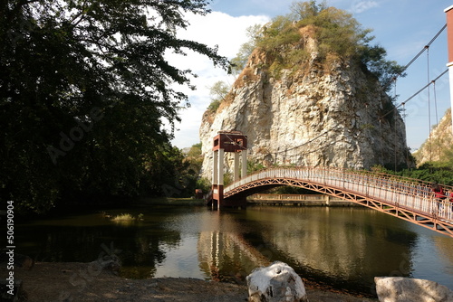 limestone mountains and ponds