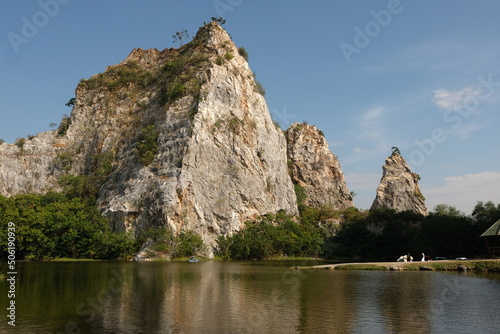 limestone mountains and ponds