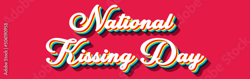 Happy National Kissing Day, June 19. Calendar on workplace Retro Text Effect, Empty space for text