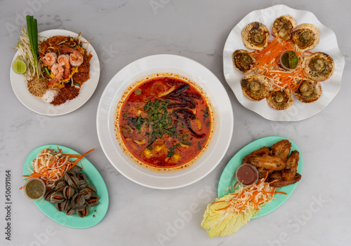 Thai Mixed Pork, Chicken and Seafood Dishes  photo