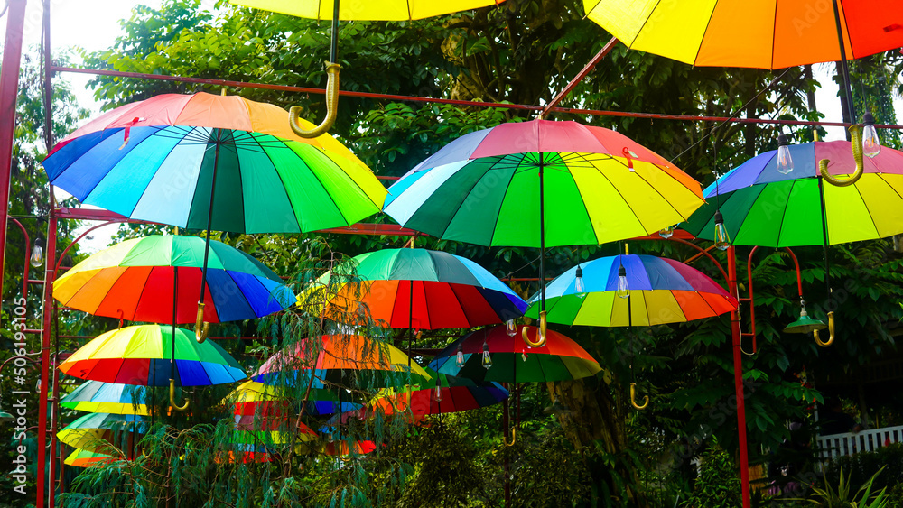 Rainbow Umbrella street decoration