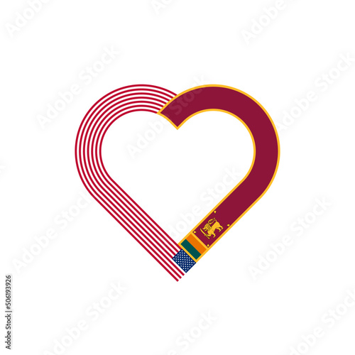unity concept. heart ribbon icon of united states and sri lanka flags. vector illustration isolated on white background