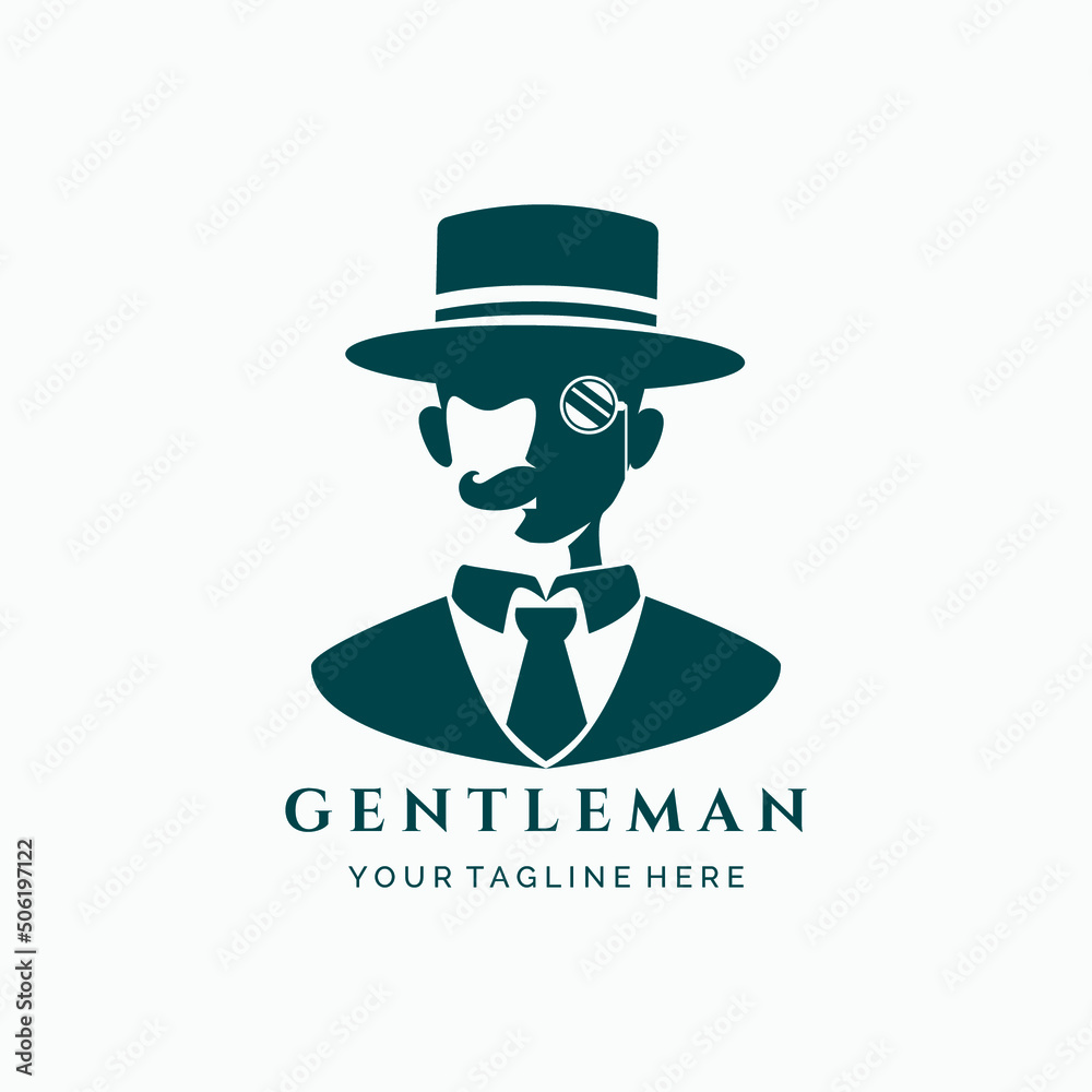 Vintage gentleman logo design vector