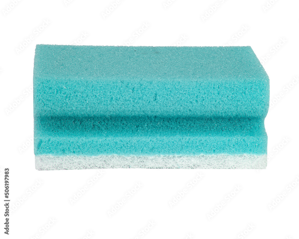 Blue dish cleaning wash sponge isolated on the white background Blue dish cleaning wash sponge isolated on the white background