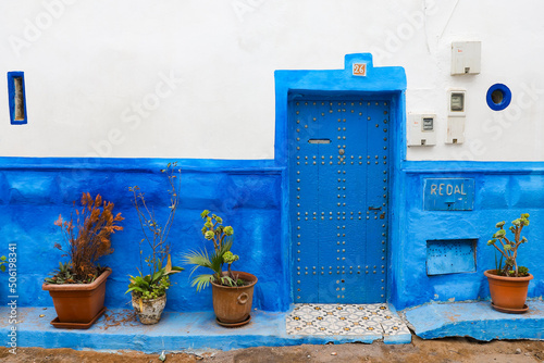 Door of a building in Kasbah of the Udayas in Rabat, Morocco © EvrenKalinbacak