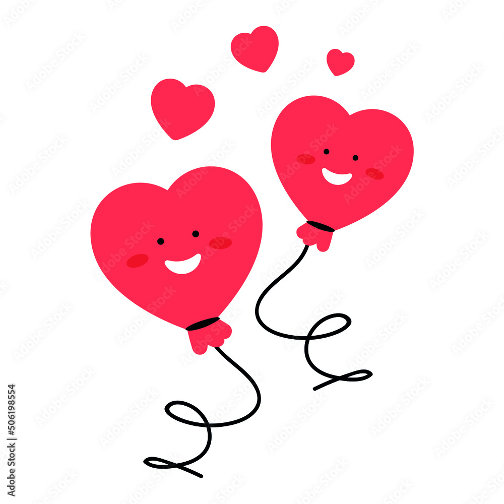 Funny hearts, hot air balloons Funny hearts, hot air balloons