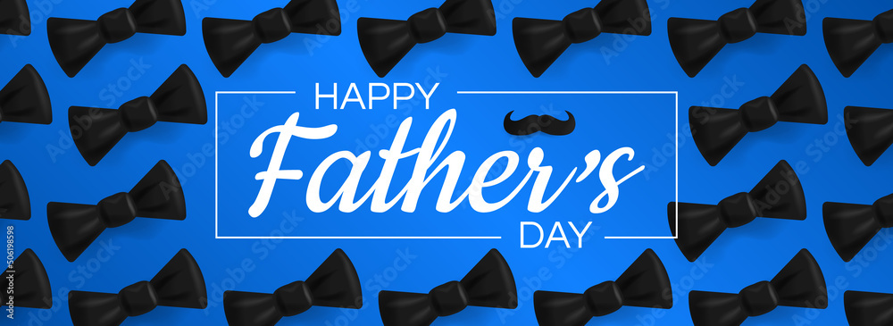 happy fathers day blue banner greeting card design with bow ties vector ...