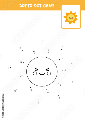 Connect the dots game with cute sun.