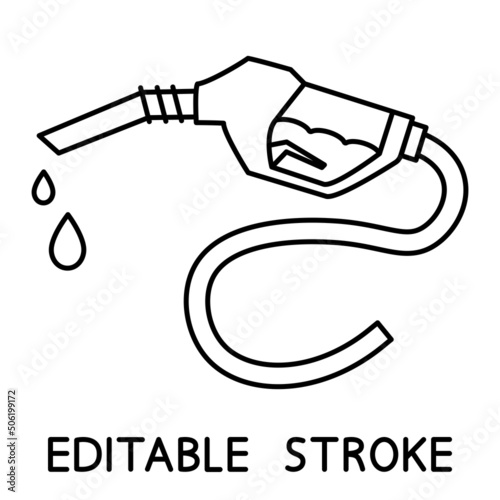 Fuel nozzle icon. Gas station icon. Petroleum fuel pump. Pump nozzle. Oil dripping symbol