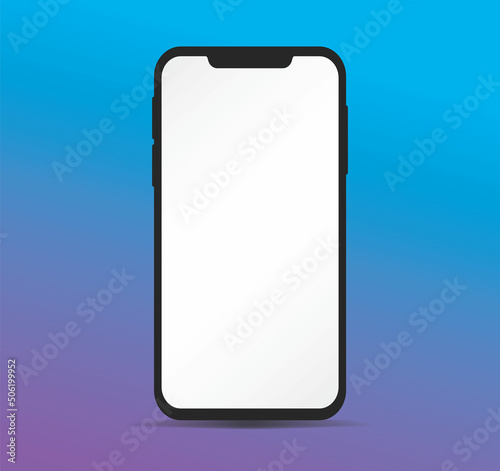 Illustration Notch Smartphone Device Mockup Isolated Touchscreen Modern Blank Display Screen Technology Equipment Concept UI Business Office Electronic Presentation Minimalistic Cellphone