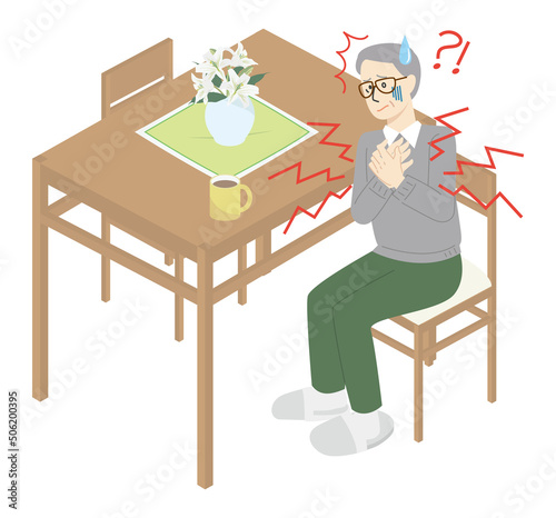 自宅で胸が痛み苦しんでいる男性