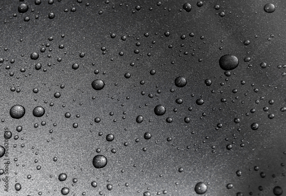  water drops on black background close up
