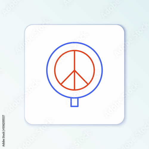 Line Peace icon isolated on white background. Hippie symbol of peace. Colorful outline concept. Vector