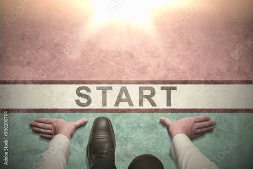 businessman ready to start. successful business way. Businessman get ready on starting on road. Start line. Business start