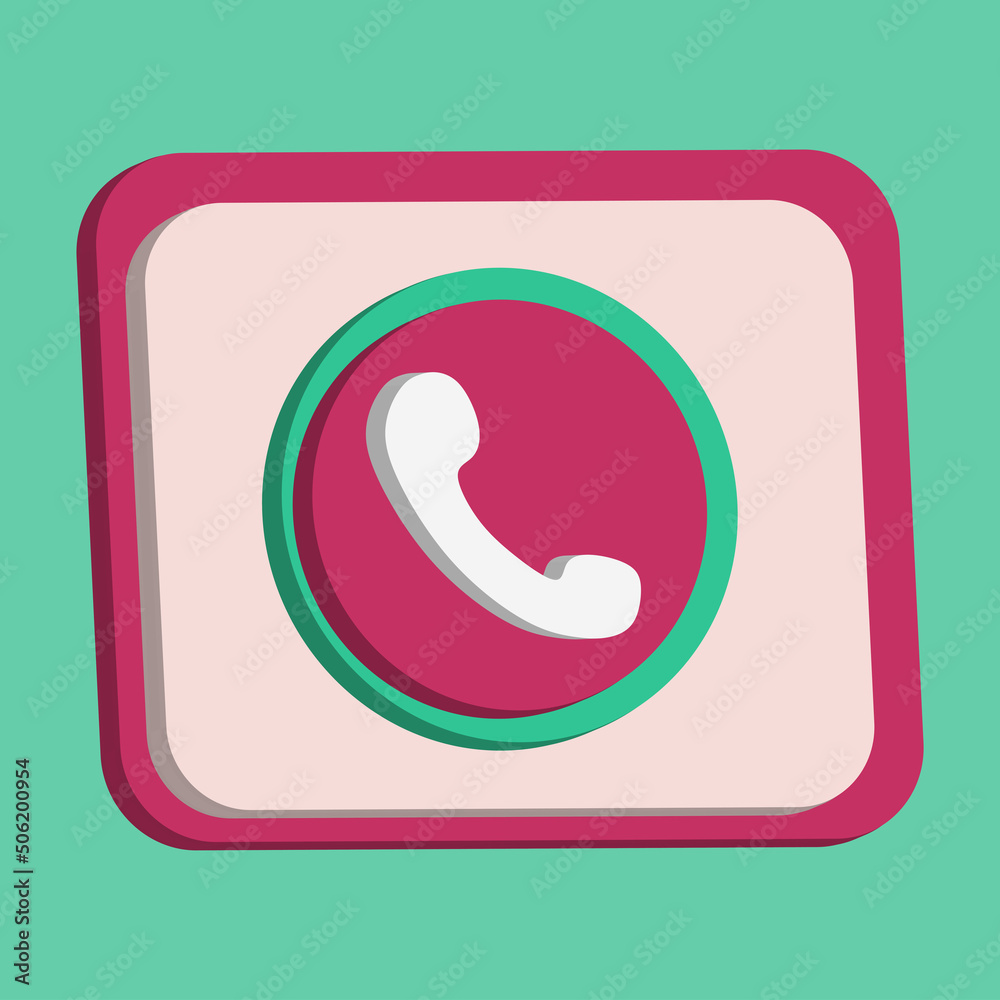 3D phone icon button vector pink background, best for property design images, editable colors 3D phone icon button vector pink background, best for property design images, editable colors