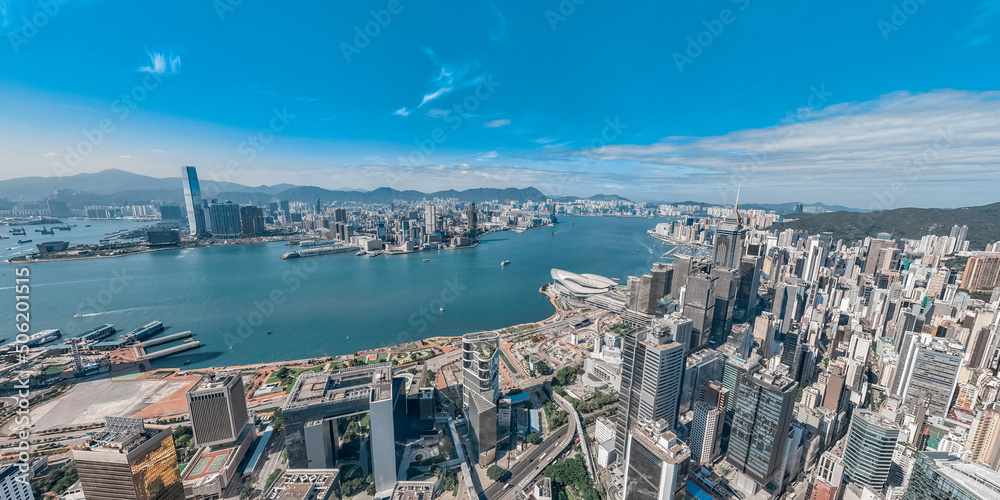 Obraz premium Hong Kong city architectures and cityscapes view from sky