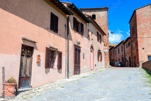 street view of san gimignano medieval town, Italy