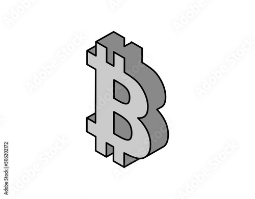 Bitcoin isometric design icon. Vector web illustration. 3d colorful concept