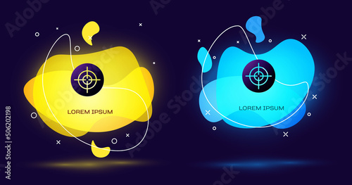 Black Target sport icon isolated on black background. Clean target with numbers for shooting range or shooting. Abstract banner with liquid shapes. Vector