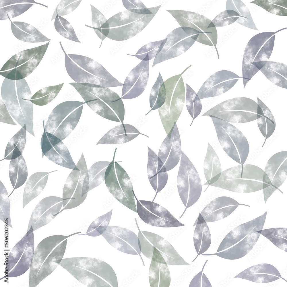 Watercolor leafy background. Illustration with leaves. - obrazy, fototapety, plakaty 