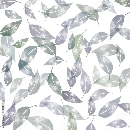 Watercolor leafy background. Illustration with leaves.