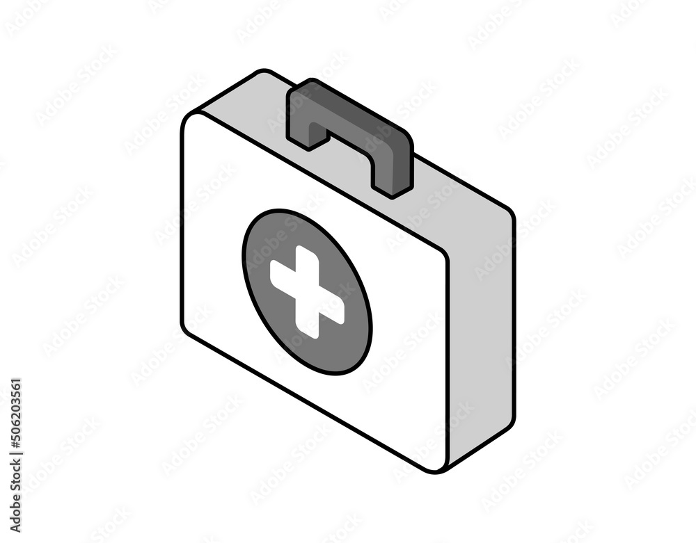 First aid kit isometric design icon. Vector web illustration. 3d colorful concept First aid kit isometric design icon. Vector web illustration. 3d colorful concept