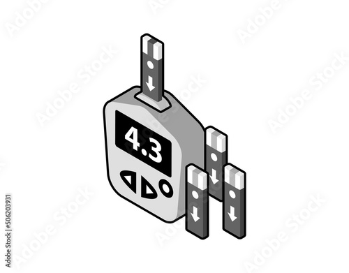 Glucometer isometric design icon. Vector web illustration. 3d colorful concept