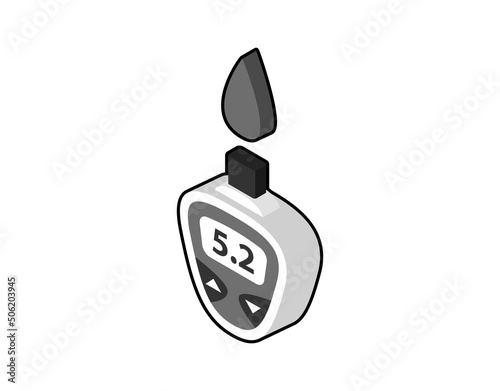 Glucometer isometric design icon. Vector web illustration. 3d colorful concept