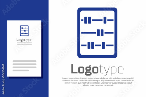 Blue Abacus icon isolated on white background. Traditional counting frame. Education sign. Mathematics school. Logo design template element. Vector