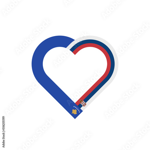 unity concept. heart ribbon icon of kosovo and serbia flags. vector illustration isolated on white background photo