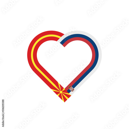 unity concept. heart ribbon icon of north macedonia and serbia flags. vector illustration isolated on white background