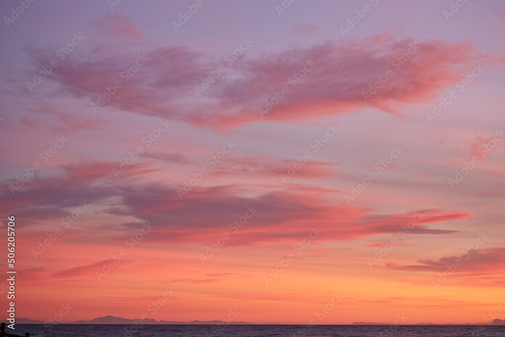 sunset. pink sky 