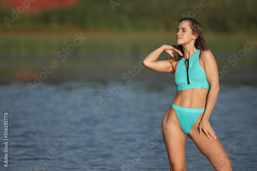 Beautiful woman in bikini on the beach © zhagunov_a